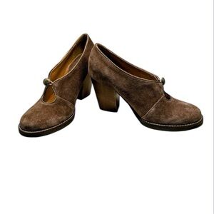 Latigo Anthropology Flame Block Heel Tan Suede Booties Size 7 1/2 M
